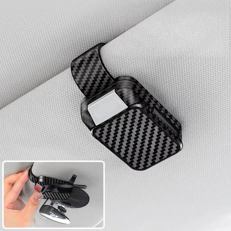 Carbon fiber car sunglasses clip visor storage glasses frame buckle interior accessories